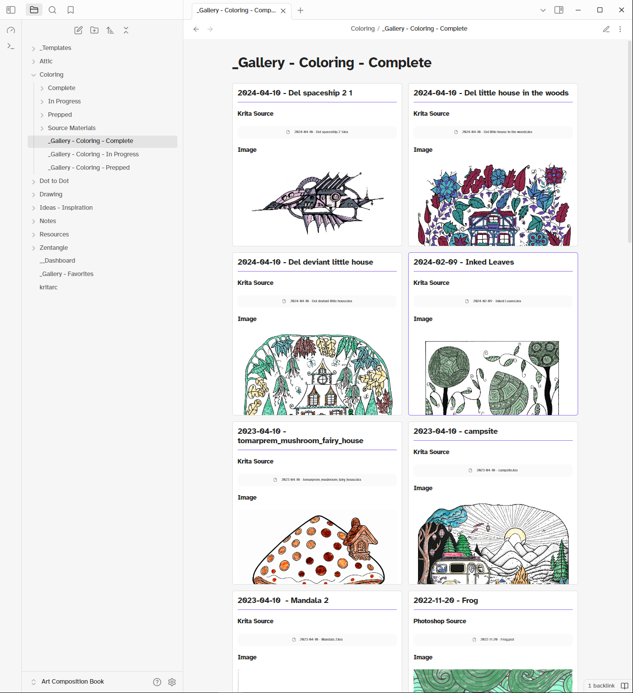 A screenshot of the 'Complete Coloring Pages' gallery