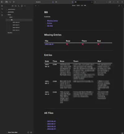 A screenshot of the Obsidian vault
