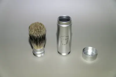 The parts of the Parker travel shave brush