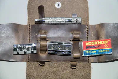 A close up of the components stored in the travel case